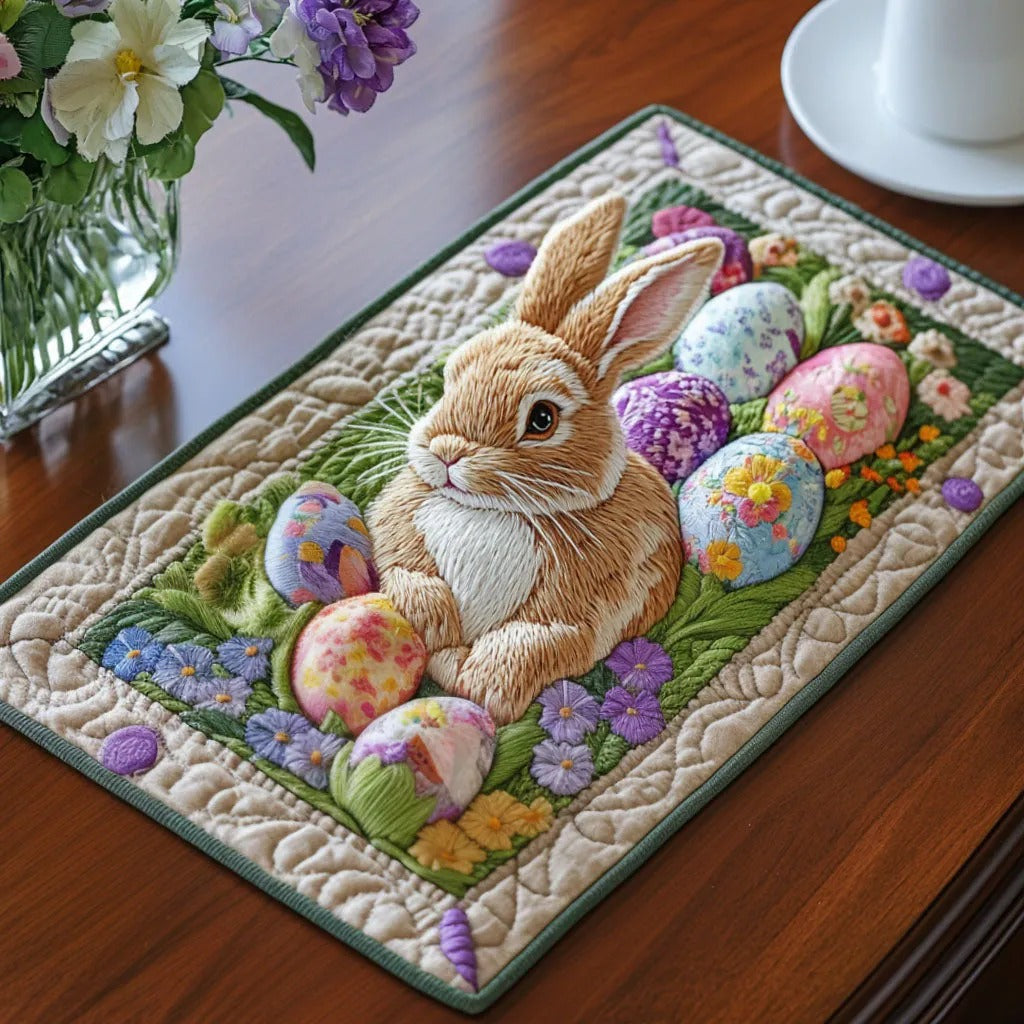 Velikonoční radost – Potištěná a prošívaná prostírka 🐰🌸