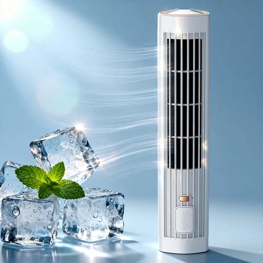 ❄️ 2 v 1 USB nabíjecí stolní a stojanový věžový ventilátor – tichý mini ventilátor do kanceláře, na studium, kempování i venkovní použití | přenosný, silný proud vzduchu, letní hit 🔥