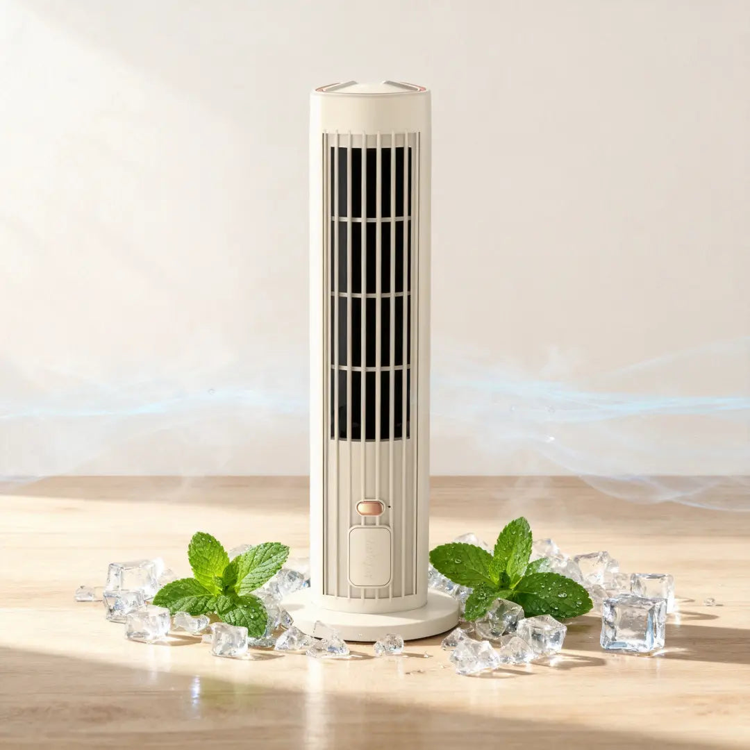 ❄️ 2 v 1 USB nabíjecí stolní a stojanový věžový ventilátor – tichý mini ventilátor do kanceláře, na studium, kempování i venkovní použití | přenosný, silný proud vzduchu, letní hit 🔥